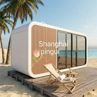 Casa Contenedor Prefabricada, Casa Cápsula Móvil, Cabaña Modular Impermeable Tipo Apple para Vacaciones en la Playa y Resort