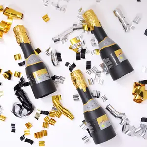 Champagne shape small fireworks display salute birthday wedding party handheld ribbon spraying decoration canister