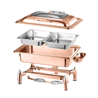 AIRUISI Deluxe 6/9L Rosé vergoldeter Edelstahl Elektrischer Hot Pot Set Sichtbares Buffet Lebensmittel Getränke Hotels Restaurants