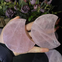 Pierre de guérison naturelle lune en gros quartz rose demi-lune pour la décoration