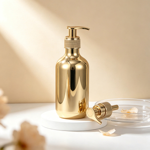 Wholesale Luxury 300ml 500ml PET <b>Plastic</b> Metal Finish Pump Bottle Refillable Liquid <b>Soap</b> <b>Dispenser</b> Bottle For Skincare Hair Care - Product Image 5
