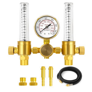 Débitmètre régulateur à sortie simple/double 0-60 CFH pour argon, GPL, hélium, propane, CO2, acétylène pour soudage MIG TIG, norme CGA580 - Product Image 2