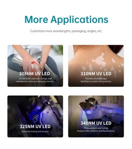 หลอดไฟ LED ยูวีแบบ SMD 3535 กำลังปานกลาง 325 นาโนเมตร UVA ยูวีเอสดี สำหรับการบำบัดด้วยแสงยูวีและการเร่งการเจริญเติบโตของพืช - Product Image 3