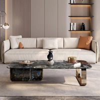 Table basse moderne de luxe ronde avec plateau en marbre naturel et structure en acier inoxydable, rotative, couleur personnalisable pour salon