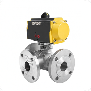 Vanne à bille sanitaire pneumatique en acier inoxydable de qualité alimentaire COVNA, réduction tarifaire, DN20, 3/4 pouce, 3 voies, port en T, tri-clamp - Product Image 1