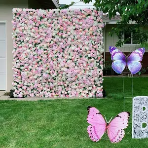 IFG 4*8 ft/8*8 ft İpek düğün çiçek sıra sahte çiçekler panelleri haddeleme duvar