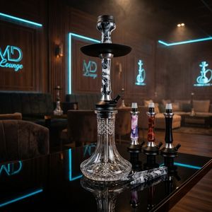 Juego de Cachimba de Vidrio Transparente con Patrón de Mármol, 3 Cachimbas Coloridas, Base de Metal Negra para Uso en Salones - Product Image 3