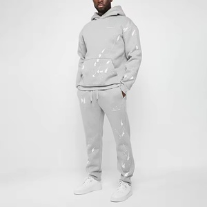 Sudadera con Capucha Personalizada OEM, Estilo Francés, Oversize, Vintage, para Hombre, Color Gris con Efecto de Salpicaduras de Pintura - Product Image 4