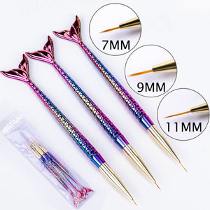 แปรงเพ้นท์เล็บไลเนอร์ลายเมอร์เมดไล่สี 3 ชิ้น ขนาดเล็ก ปลายแหลม สำหรับเพ้นท์เจลยูวี - Product Image 5