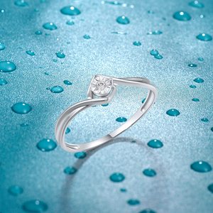 factory custom Solid <b>White</b> Gold Single Diamond Twist Stackable Ring, <b>Square</b> <b>Frame</b> Illusion Setting Promise Band For Women - Product Image 5