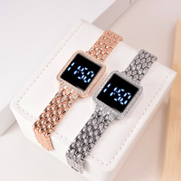 Montre numérique de luxe en strass pour femmes montre LED à écran tactile Simple mode bracelet en acier or Rose montre pour femme Reloj Mujer
