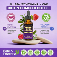 Complément alimentaire liquide de beauté à la biotine et au collagène, saveur framboise naturelle, végétalien, 60000 mcg, marque privée OEM, pour les cheveux, la peau et les ongles