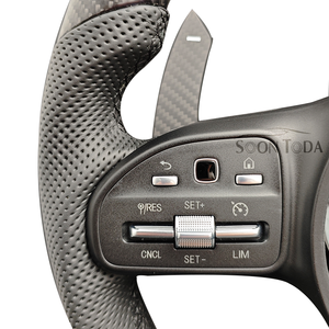 Volante Deportivo de Cuero Semiperforado con Fibra de Carbono Mate para Mercedes Benz <span class=keywords><strong>Clase</strong></span> E, <span class=keywords><strong>Clase</strong></span> C, W205, W212, CLA, W222, GLS, X118, W221 - Product Image 3