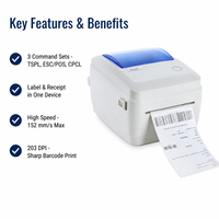 Printer Label Thermal Nirkabel 4 Inci 203dpi TSPL CPCL 152mm/s Kecepatan Tinggi untuk Barcode IOS Android Tersedia
