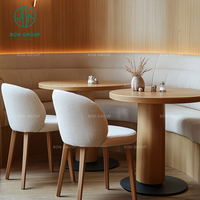 Demi-cercle moderne incurvé rond tissu en bois café thé boutique restaurant table et chaises ensembles stand sièges meubles stand
