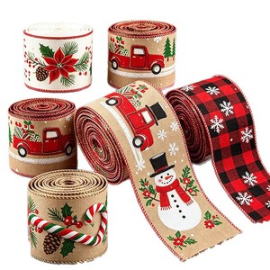 Fita de Natal em Burlap com Estampa de Boneco de Neve para Decoração de Árvore e Embalagem de Presentes - Product Image 5