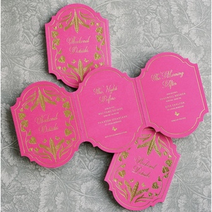 Papel de Algodón Puro de Primera Calidad, Impresión Offset, Estampado en Caliente, Logotipo Personalizado, Invitación de Boda con Corte Troquelado, Tarjeta de Detalles para Guardar la Fecha y RSVP - Product Image 1