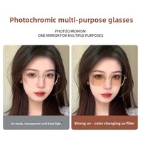 Nouvelles Lunettes Photochromiques Carrées 2026 pour Femmes, Anti-Lumière Bleue, Monture Rose Transparente, Verres Clairs à Teinte Variable