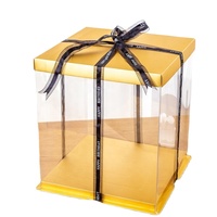 Boîte à gâteau en PET transparente ronde et carrée personnalisée de haute qualité en gros pour les mariages et les pâtisseries