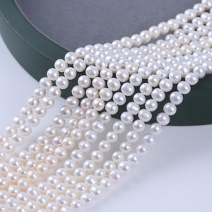 Perles d'aquaculture d'eau douce de forme pomme de terre, presque rondes, 7-8 mm, en gros à Zhuji, accessoires pour la fabrication de bijoux DIY - Product Image 4