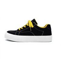 Chaussures plates rétro noires confortables pour hommes, respirantes, à lacets, en toile et caoutchouc, idéales pour l'été – Vente en gros