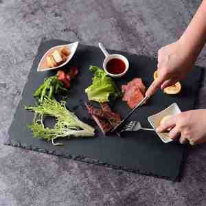 Personalizado gran oferta restaurante Natural negro rectángulo redondo tabla de queso <span class=keywords><strong>Sushi</strong></span> bistec pizarra vajilla aperitivos platos - Product Image 3