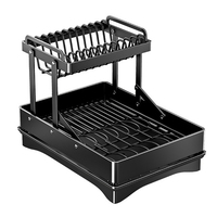 Égouttoir à vaisselle pliable avec bac de drainage, porte-ustensiles et porte-tasses, organiseur de vaisselle en métal pour évier et comptoir, égouttoirs à vaisselle