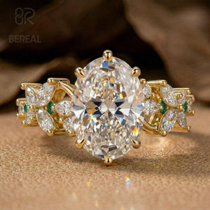 IGI Certified Vvs Lab Grown Diamond Engagement <b>Ring</b> Custom 925 <b>Silver</b> Lab Created Diamond Side Stones <b>Ring</b> Women Fine Jewelry - Product Image 1