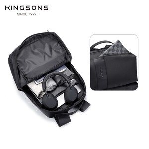 Kingsons Business <b>Backpack</b> <b>Black</b> Multi Layer Laptop Bag Men Commuting Style - Product Image 1