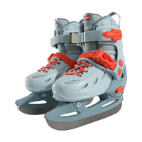 Patins à glace réglables Chaussures de patinage sur glace pour enfants Patins à lacets de hockey Rembourrage doux et soutien de la cheville renforcé avec 4 tailles