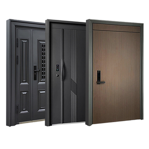 Puertas delanteras de diseño moderno para exteriores de madera de acero inoxidable de aleación de zinc antirrobo para uso comercial con cerraduras inteligentes - Product Image 2