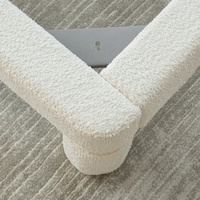 Lit double Zayshine en velours sherpa blanc crème, style rétro français, pour chambre principale, 1,5 mètre, idéal appartement et hôtel