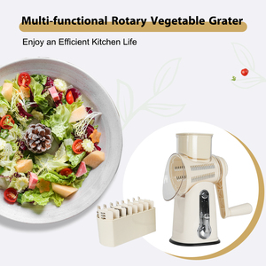 Hand Rotary Food Roller Vegetable Cutter Drum Shredder Cheese <strong>Grater</strong> <strong>Machine</strong> with Container Handle - Product Image 2