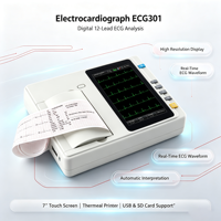 Electrocardiógrafo Digital Portátil de 12 Derivaciones, ECG301 con Batería Recargable, Almacenamiento USB Micro SD, Pantalla Táctil de 7''