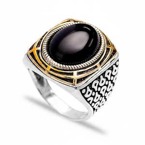 Square Shape Ottoman <b>Ring</b> Onyx Gemstone Authentic <b>Men</b> <b>Ring</b> Turkish Wholesale Handmade 925 Sterling <b>Silver</b> - Product Image 2