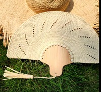 Élégantes décorations de mariage bohèmes vintage, éventails en paille tissés avec manche en bois personnalisés, souvenirs uniques pour demoiselles d'honneur, nouveauté