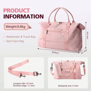 Bolsa de Gimnasio Plegable de Gran Capacidad con Logotipo Personalizado, Bolsas de Viaje Plegables Multicolores para Mujer - Product Image 3