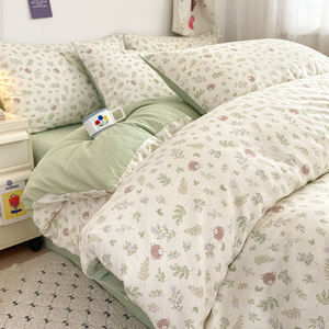 Ensemble de draps, taies d'oreiller et housses de couette en pur coton, simple et frais, quatre pièces - Product Image 3