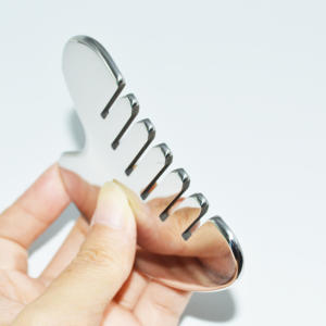 OEM ODM 304 Acero inoxidable Gua Sha raspado herramienta de masaje cuidado de la piel facial peine Guasha Anti envejecimiento Estiramiento facial fabricación al por mayor - Product Image 3