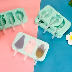 DIY dondurma Pop Maker kalıp ev yapımı Popsicle silikon kalıpları kapaklı silikon buz Pop kalıp plastik saplı