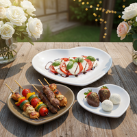 Assiette de buffet de mariage en mélamine en forme de cœur personnalisable et écologique, vaisselle de luxe en plastique de couleur unie, sans BPA, compatible lave-vaisselle