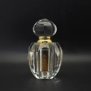 Handpolierende glänzende 3 ml 6 ml Attar-Kristallflasche mit goldenem Sandstrahllogo