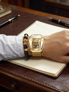 Minimalist Men's <strong>Watch</strong> &amp; Bracelet Kit | <strong>Black</strong> Dial Quartz <strong>Watch</strong> + 2 Stylish Bracelets Gift <strong>Set</strong> For Him - Product Image 4