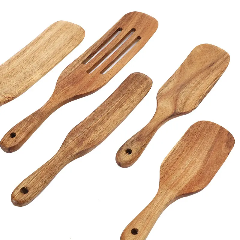 Conjunto de utensílios de cozinha de bambu para cozinha, resistente ao calor, de madeira premium, promoção