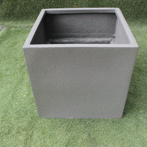 Modern <b>Square</b> FRP Planter Grey Rough dotted Outdoor Garden Flower <b>Pot</b> Classic Style Durable Lightweight Floor Hand Carved - Product Image 1