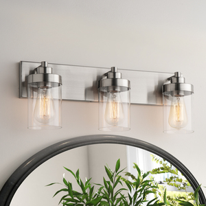 <span class=keywords><strong>Luminaire</strong></span> <span class=keywords><strong>de</strong></span> vanité <span class=keywords><strong>de</strong></span> <span class=keywords><strong>salle</strong></span> <span class=keywords><strong>de</strong></span> <span class=keywords><strong>bain</strong></span> moderne à 3 lumières <span class=keywords><strong>de</strong></span> 22 "<span class=keywords><strong>avec</strong></span> abat-jour en verre transparent <span class=keywords><strong>Luminaire</strong></span> <span class=keywords><strong>de</strong></span> vanité en nickel brossé pour <span class=keywords><strong>miroir</strong></span> - Product Image 1