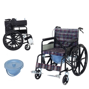High Quality Multifunctional Manual Folding Steel Wheelchair with Bedpan <strong>Commode</strong> <strong>Portable</strong> for Hospitals - Product Image 1