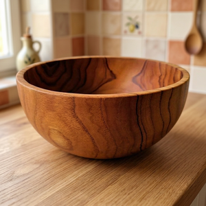 Tazón de Madera Hecho a Mano, Diseño Vintage Pulido, Ecológico, Apto para Lavavajillas, Duradero, No Tóxico, para Servir Alimentos, Regalos, Vajilla - Product Image 1