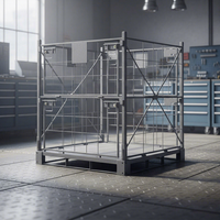 Cage de stockage pliable et empilable pour palettes, idéale pour entrepôts industriels