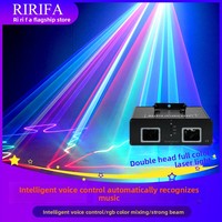 Lumière laser à double trou, pleine couleur, contrôlée par le son, pour discothèque, KTV, salle privée, bar, lumière rotative animée
